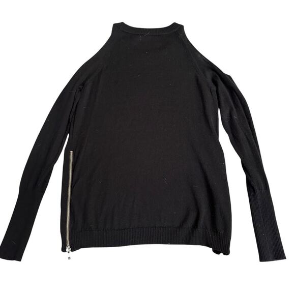 Ramy Brook Tascha Black Cold Shoulder Wool Sweater with Side Zipper Size Small - Picture 6 of 9